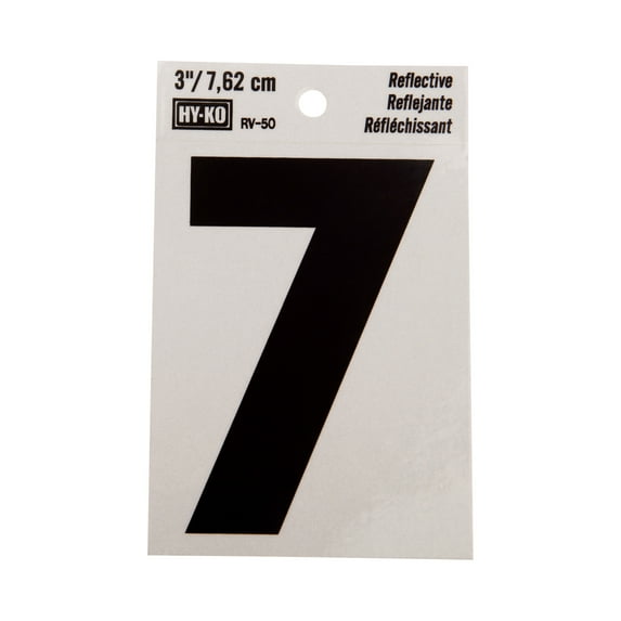 Hy-Ko 3-inch Reflective Vinyl Number 7, Self-Adhesive, Weather-Resistant