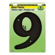 Hy-Ko 30209 6" Plastic Numbers 9 Black Nail-On
