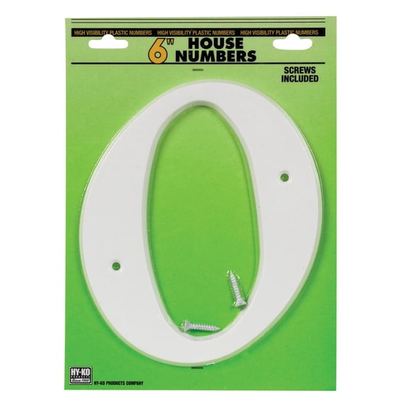 Hy-Ko 30310 Plastic Number #0 - 6" White