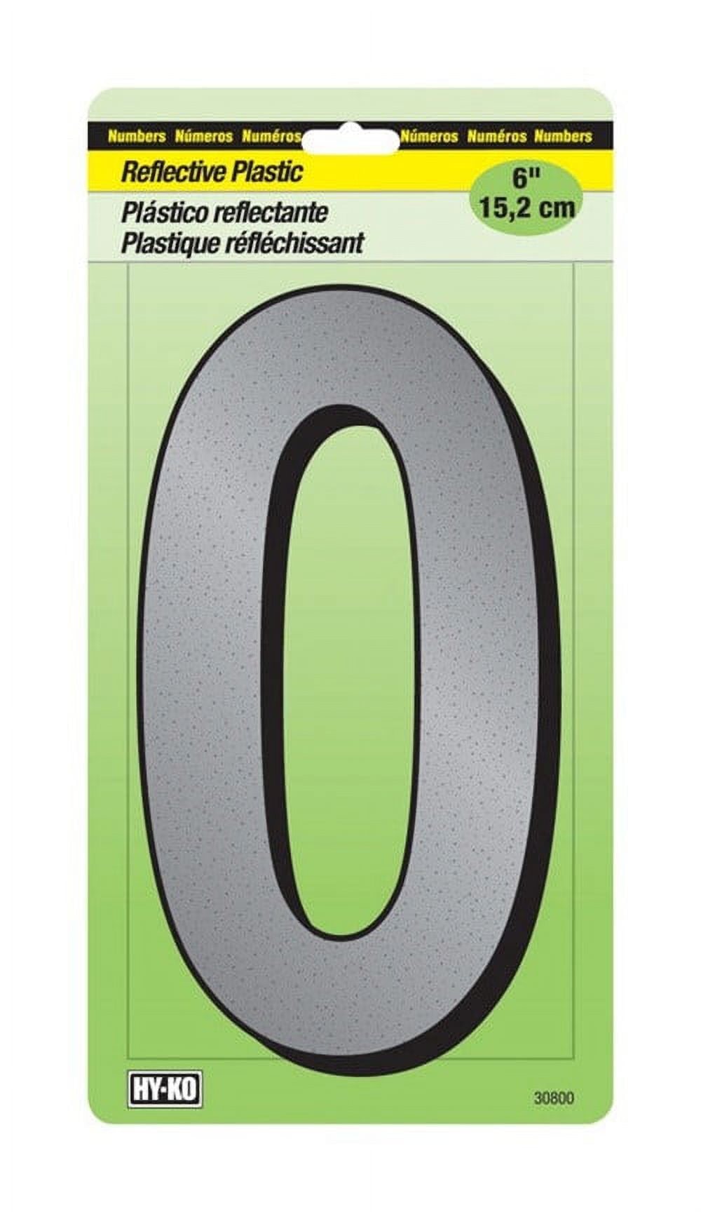 Hy-Ko Reflective Plastic Number 0 Sign - Black Trim - 6 Inch - Walmart.com