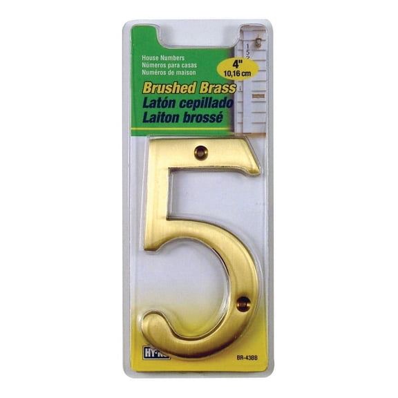 Hy-Ko 4 In. Brushed Brass Number 5 BR-43BB/5
