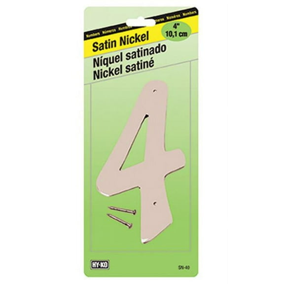 Hy-Ko Metal Number 4 Satin Nickel - Includes Nails - 4 Inch