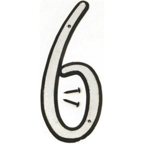 Hy-Ko 4 Inch Silver Reflective House Address Number 6, Plastic, Includes Mounting Hardware