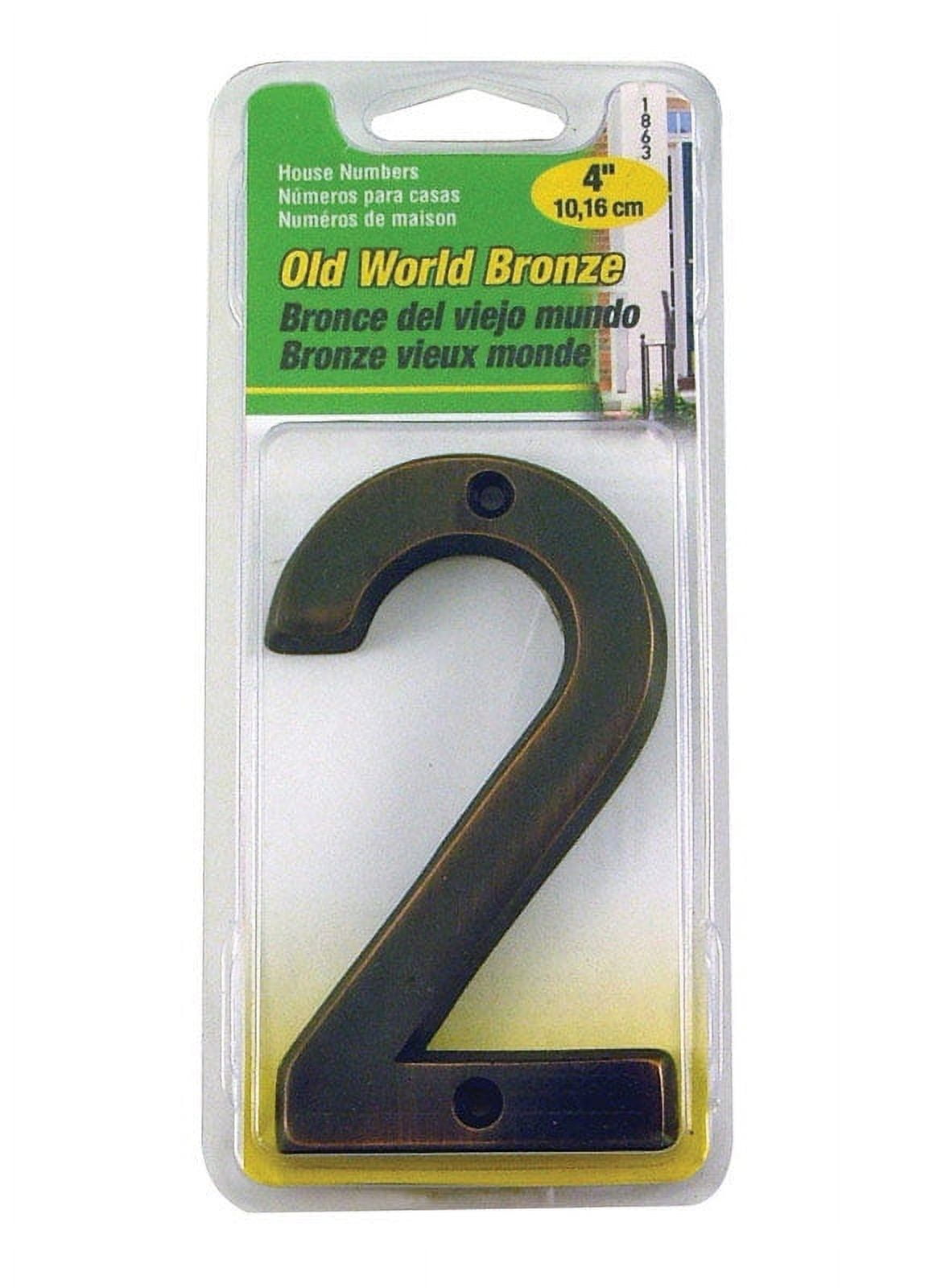 Old World Bronze 4" Metal House Number 2