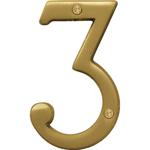 Hy-Ko 4 in. Gold Brass Number 3 Nail-On 1 pc.
