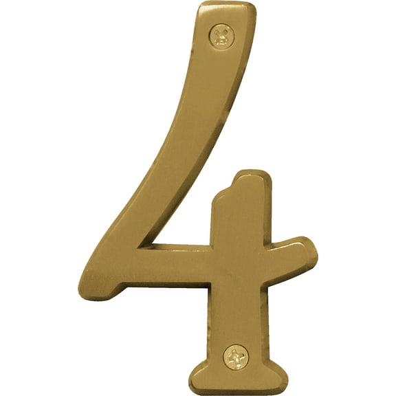 Hy-Ko 4 in. Gold Brass Number 4 Nail-On 1 pc.