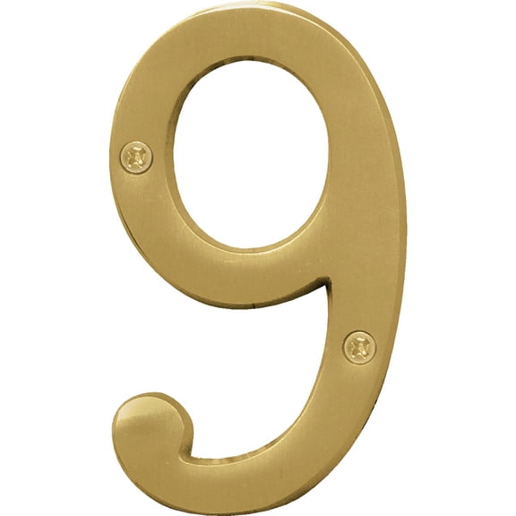 Hy-Ko 4 in. Gold Brass Number 9 Nail-On 1 pc.