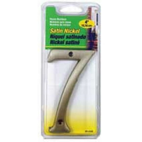 Hy-Ko 4 inch Satin Nickel House Number 7, Solid Brass, Includes Mounting Hardware