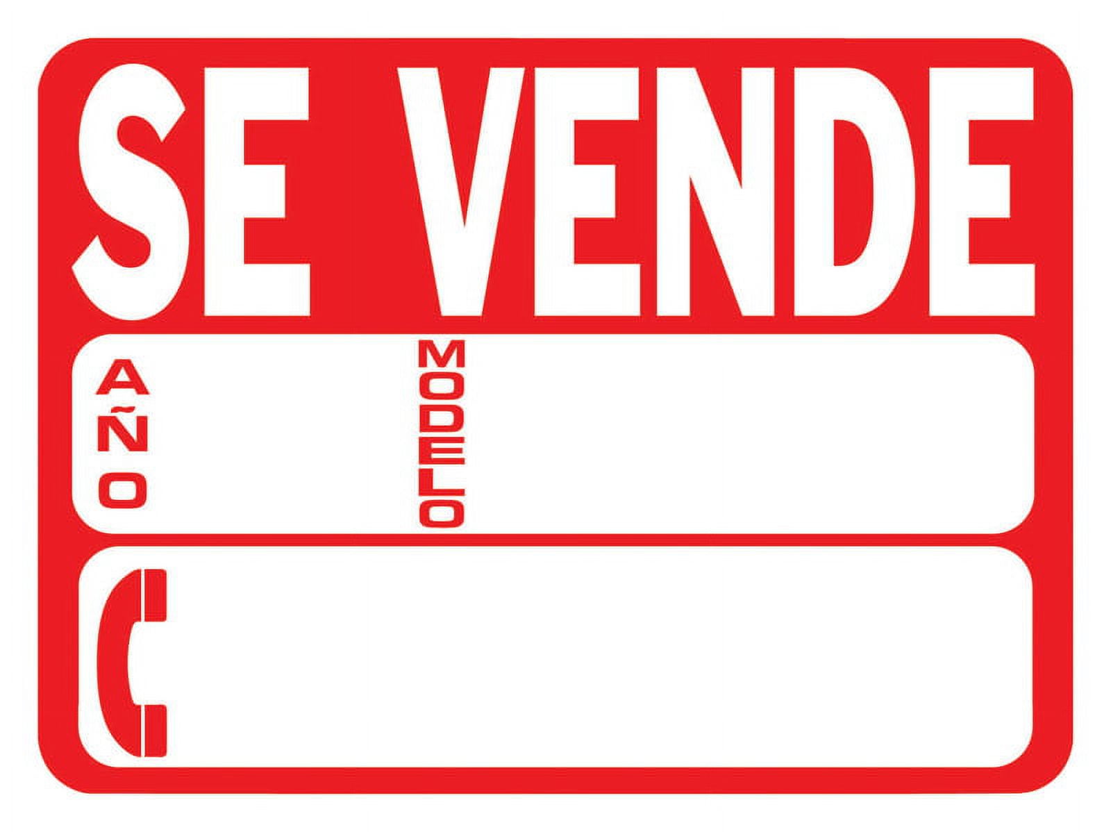 Hy-Ko 5160882 9 x 12 in. Spanish Se Vende - Carro Plastic Sign - White, Pack of 10