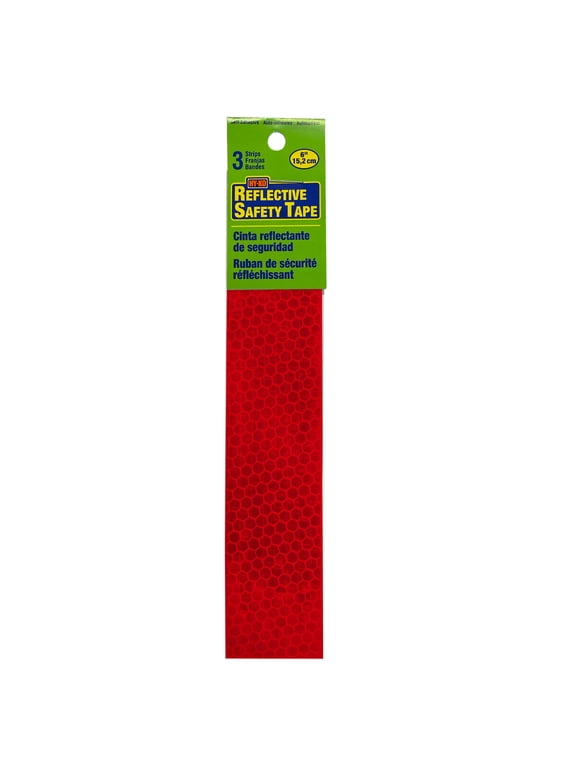 6-Inch Red Reflective Safety Strips, Self-Adhesive, 3-Pack