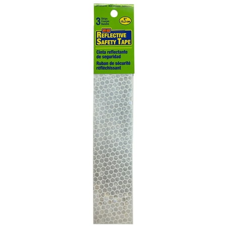 Hy-Ko 6-Inch White Reflective Safety Strips, Self-Adhesive Backing, 3-Pack