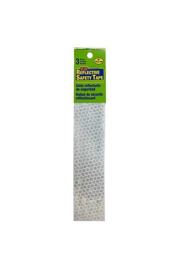 6-Inch White Reflective Safety Strips, Self-Adhesive Backing, 3-Pack