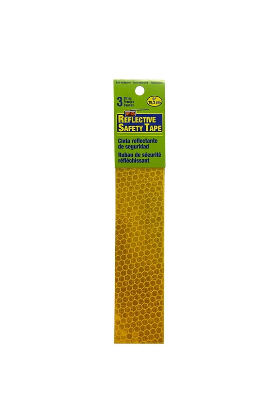 6 Inch Yellow Reflective Safety Strips, Self-Adhesive, 3-Pack