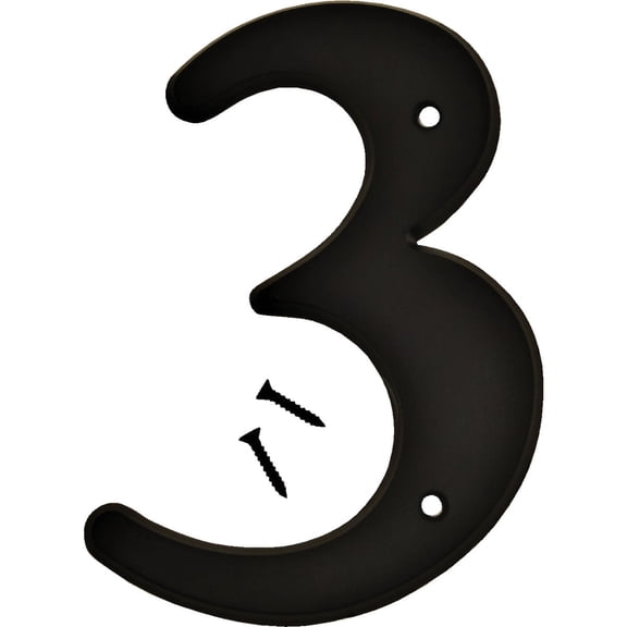 Hy-Ko 6 in. Black Plastic Number 3 Mounting Screws 1 pc.