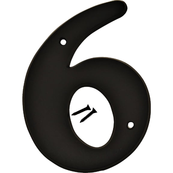 Hy-Ko 6 in. Black Plastic Number 6 Mounting Screws 1 pc.
