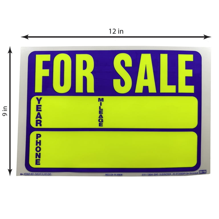 Hy-Ko 9” x 12” Auto for Sale Static Yellow Cling Sign, Vinyl Peel and Stick, Removable, Text Box - Walmart.com hy-ko-9-x-12-auto-for-sale-static-yellow-cling-sign-vinyl-peel-and-stick-removable-text-box-walmart-com