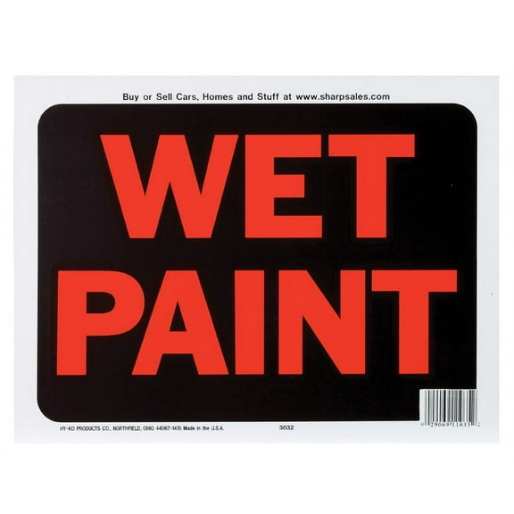 Hy-Ko 9x12 Plastic Sign, Wet Paint 3032 Pack of 10