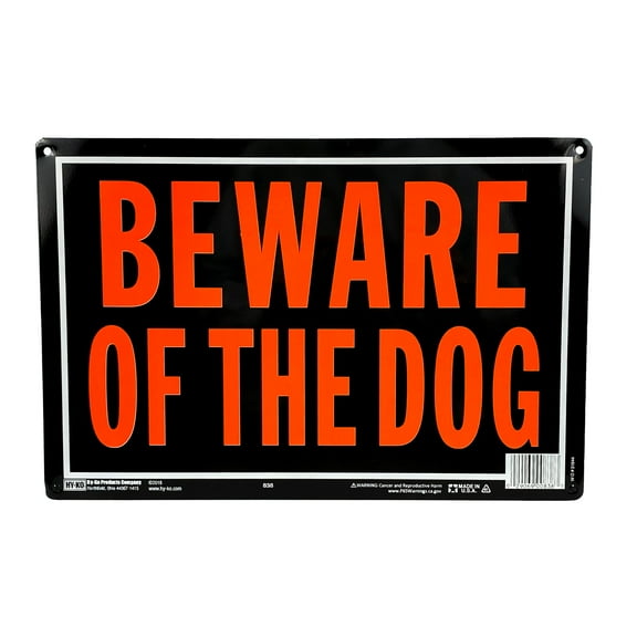 Hy-Ko Beware of The Dog Orange and Black Sign [Set of 12]