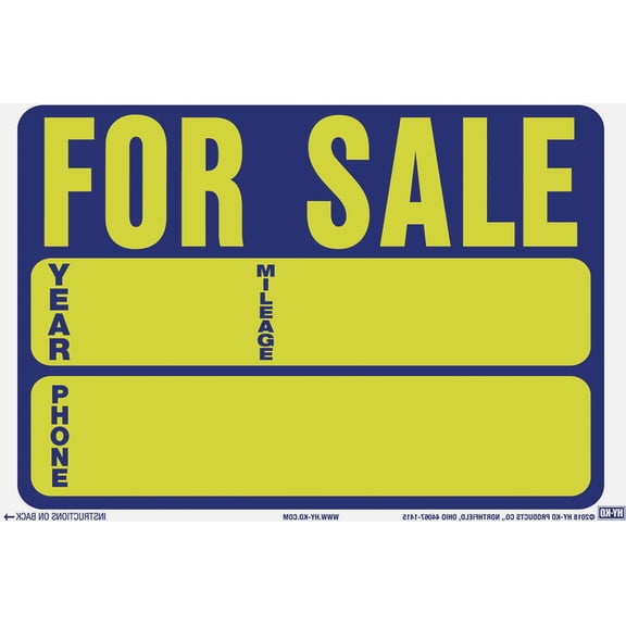 Hy-Ko Auto For Sale Cling Sign - Pack of 2 Residential Use, Standard Application