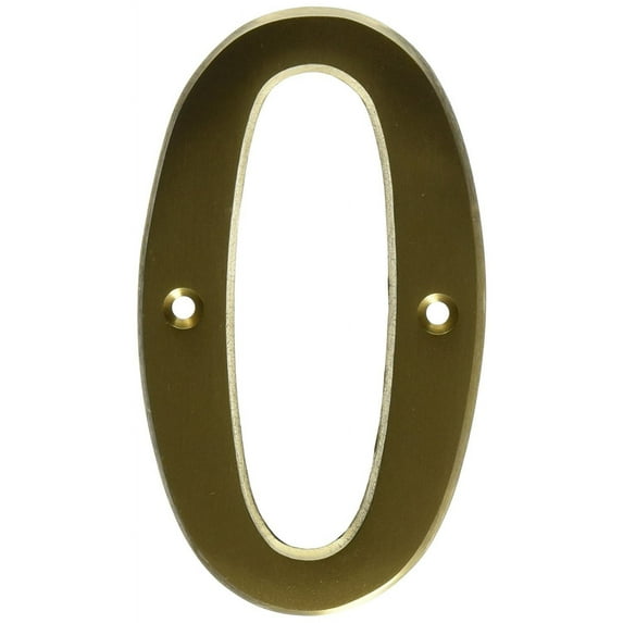 Hy-Ko House Number 0 BR-43BB - Brushed Brass Metal, Weather-Resistant - 4 In.