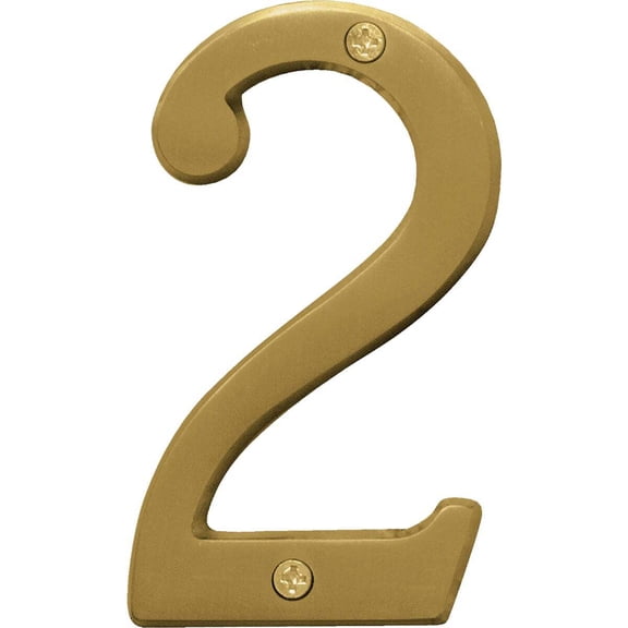 Hy-Ko Metal Number 2 Brushed Brass - Weather-Resistant, Screw-In - 4 In.