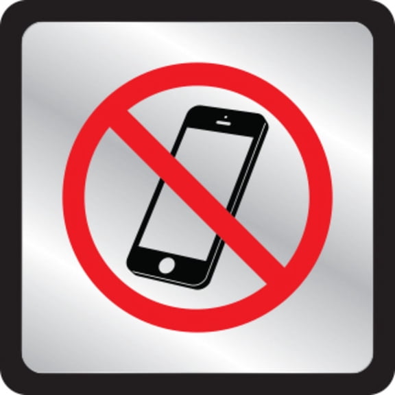 HY-KO Products 496 NO Cell Phones Square Plastic Plaque, 4.5" x 4.5", Red/Black/Silver/Black