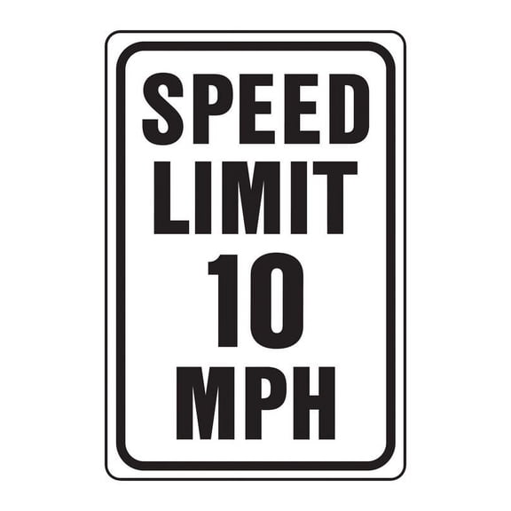 Hy-Ko HW-10 Traffic Sign, Rectangular, SPEED LIMIT 10, Black Legend, White Background, Aluminum
