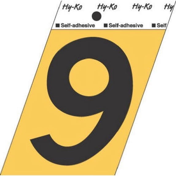 Hy-Ko GG-25/9 Self-Adhesive Aluminum Number, 3.5", Black/Gold