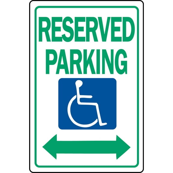 HY-KO HW-32 Parking Sign, Rectangular, RESERVED PARKING, Green Legend, White Background, Aluminum