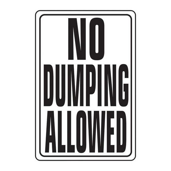 Hy-Ko Highway Sign White 12" X 18" No Dumping Aluminum