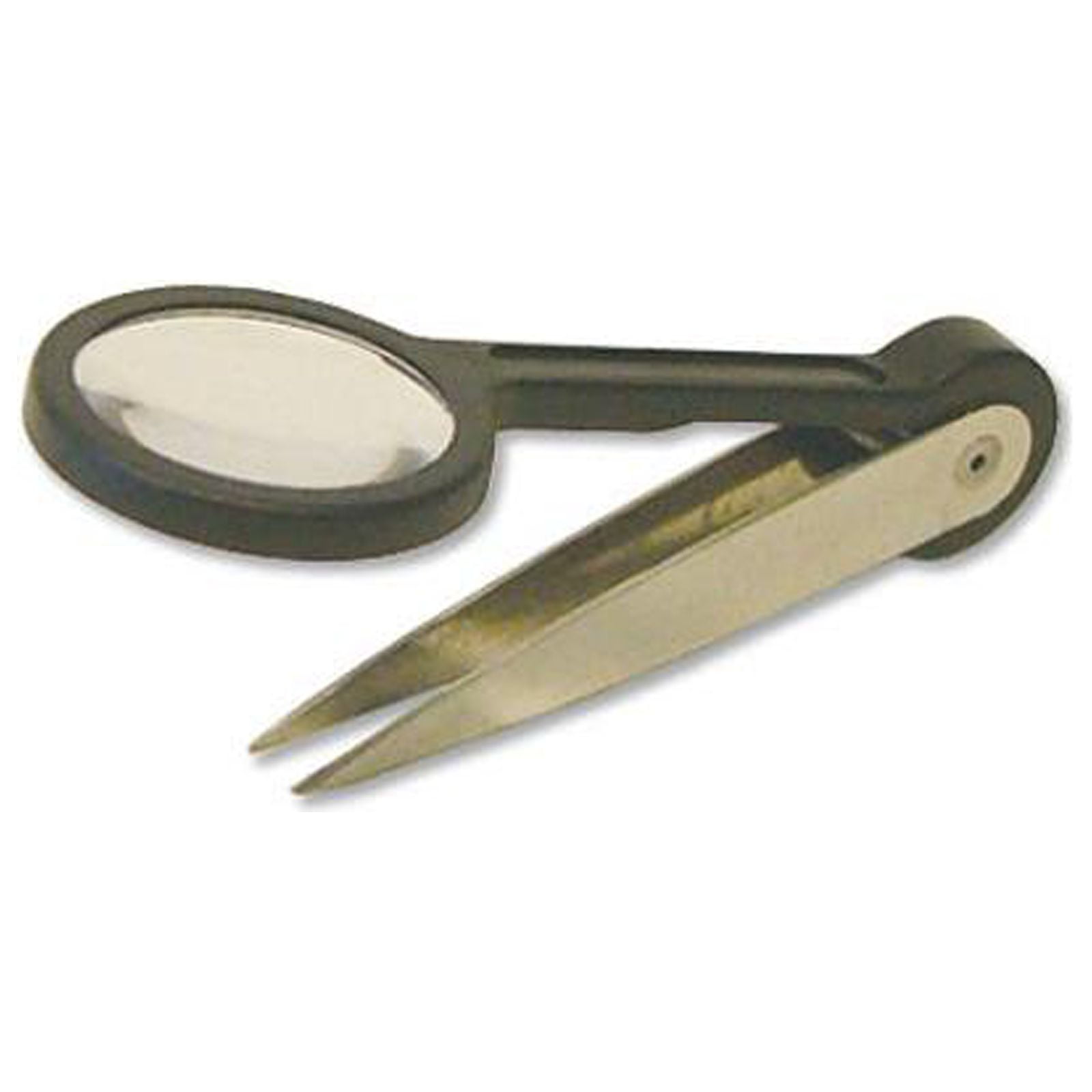 Hy-Ko KB341-BKT Nickel Plated Tweezers with Attached Magnifying Lens, 3.5 In., 30-Pc. Bucket - Quantity 6