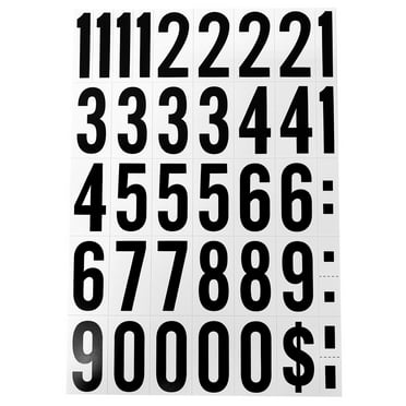 Hy-Ko MM-7N 2" Vinyl Self-Stick Numbers, Black on White, 39-Piece Set