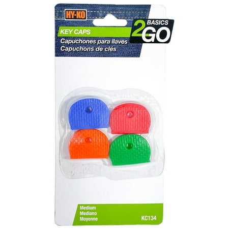Hy-Ko Multi-Colored Plastic Key Caps, 4 Pieces, Vinyl, Stretchy, Assorted Colors