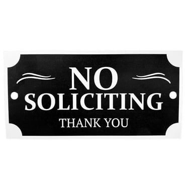 Hy-Ko No Soliciting Plaque, 3”x6”, Plastic, Includes Adhesive Tape