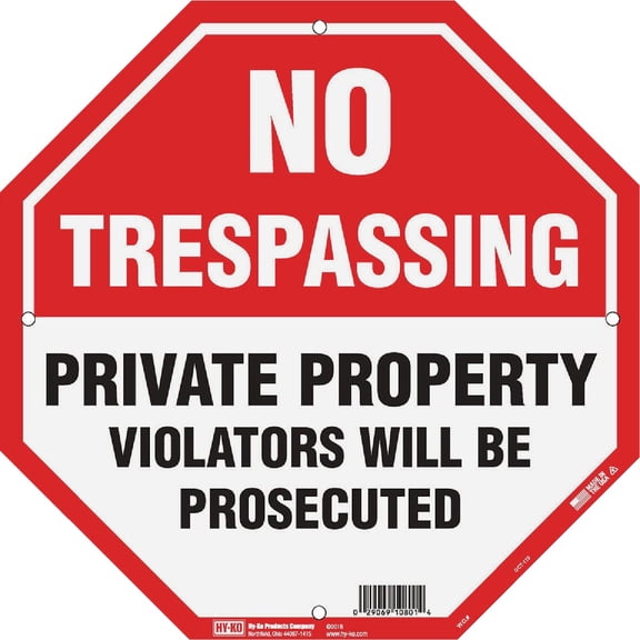 Hy-Ko No Trespassing Sign - Single Pack