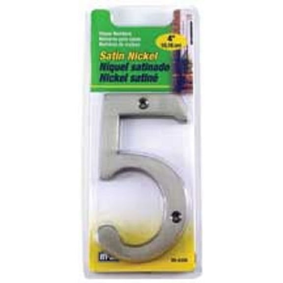 Hy-Ko Number 5 Satin Nickel House Number, 4 Inch, Metal, 1 Pack