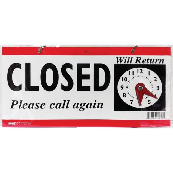 Hy-Ko Open/Closed Clock Sign - Pack of 12