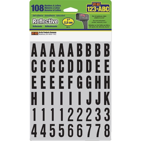Hy-Ko Packaged Numbers & Letters, DIY Address Number Stickers for Deliveries and Navigation, Self-Adhesive House Decals for Siding, Door, Mailboxes