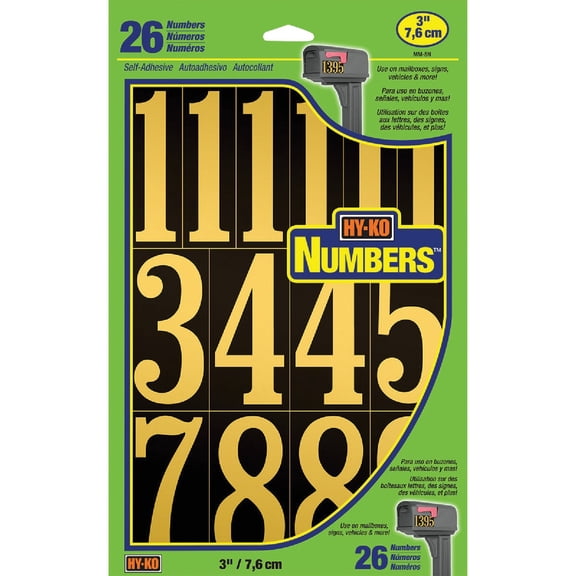 Hy-Ko Packaged Numbers & Letters, DIY Address Number Stickers for Deliveries and Navigation, Self-Adhesive House Decals for Siding, Door, Mailboxes