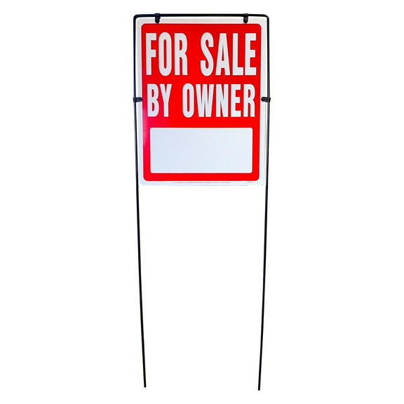 Hy-Ko Plastic Real Estate for Sale by Owner Sign with Frame, 14" X 41"