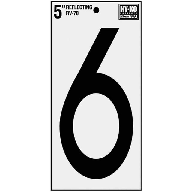 Number Rep6 Hy-Ko Prod 5 in Vinyl Reflective Number 6 - Walmart Business Supplies
