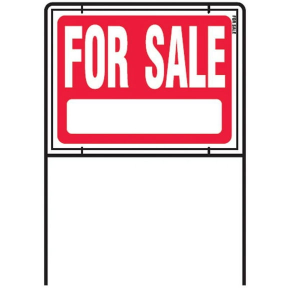 Hy-Ko Prod RSF-604 Sign, "For Sale", Red & White With Wire Frame, 18 x 24-In.