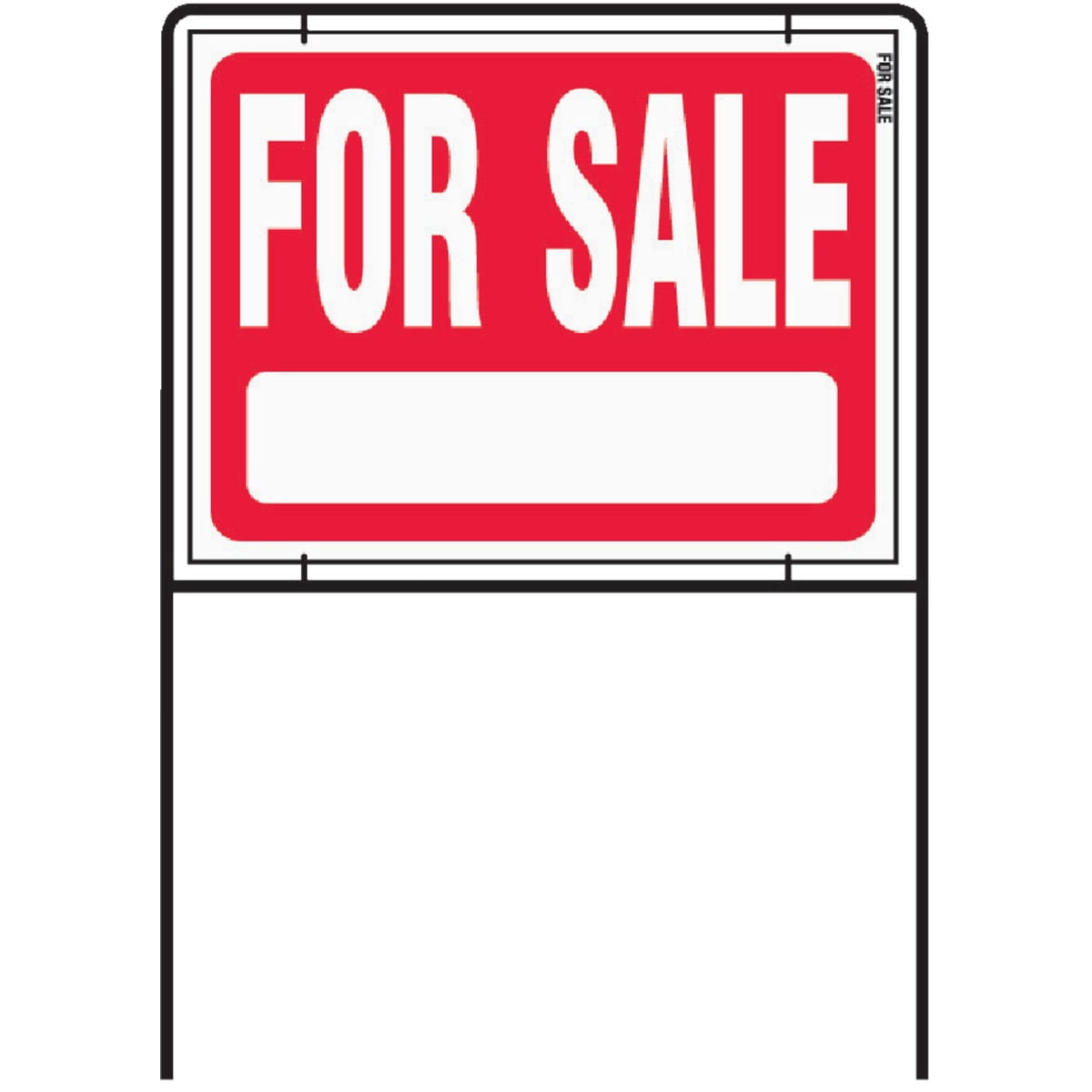 Hy-Ko For Sale Sign With Wire Frame RSF-604 - Outdoor Red/White - 18" x 24" — Indoor & Outdoor Use, NEC-Compliant