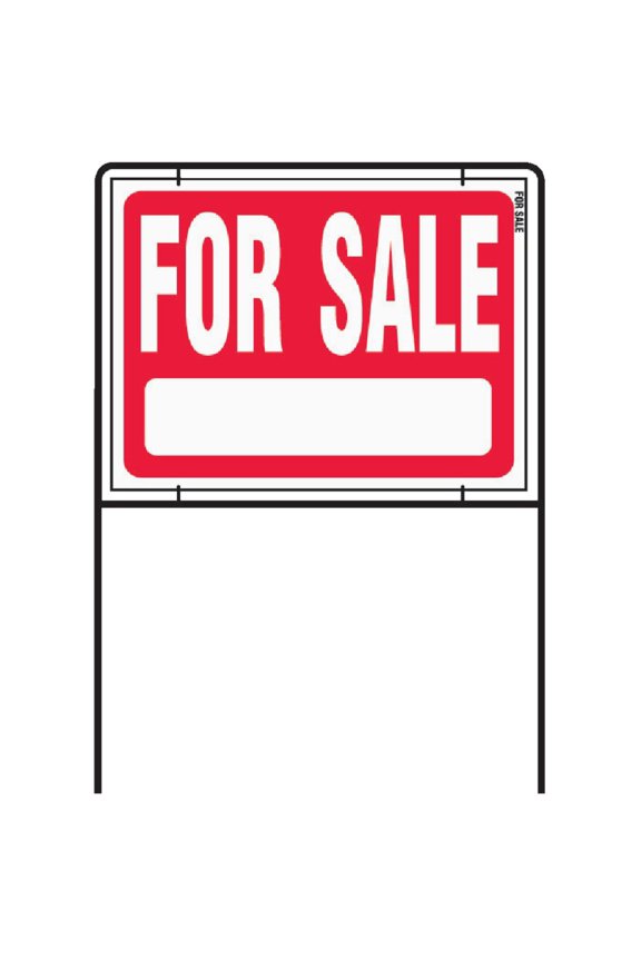 For Sale Sign With Wire Frame RSF-604 - Outdoor Red/White - 18" x 24"  Indoor & Outdoor Use, NEC-Compliant