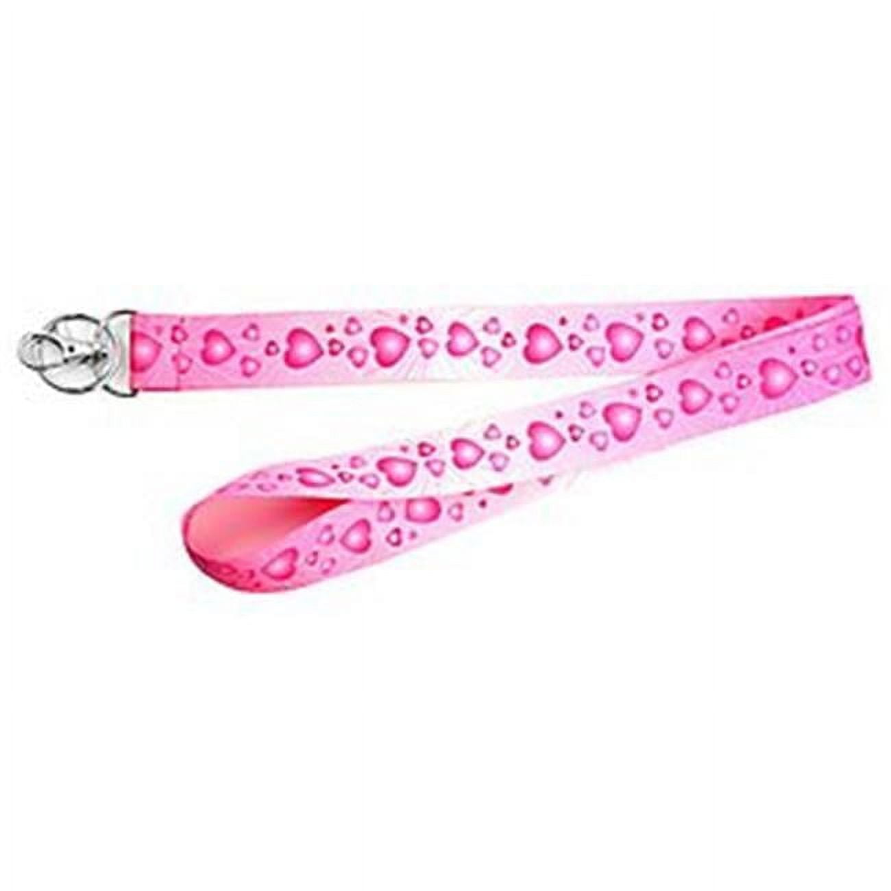 Hy-Ko Products 215903 18 x 1 in. Lanyard with Metal Clip  Pink Heart Pack of 5