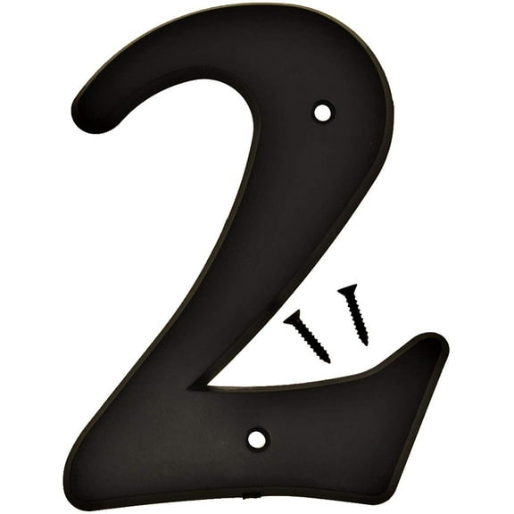 Hy-Ko Products 30202 Plastic House Number 2 TWO 6" High, Black, 1 Piece