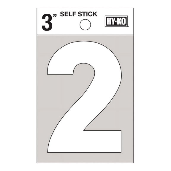 Hy-Ko Products 30502 3 in. Number House 2, Vinyl White