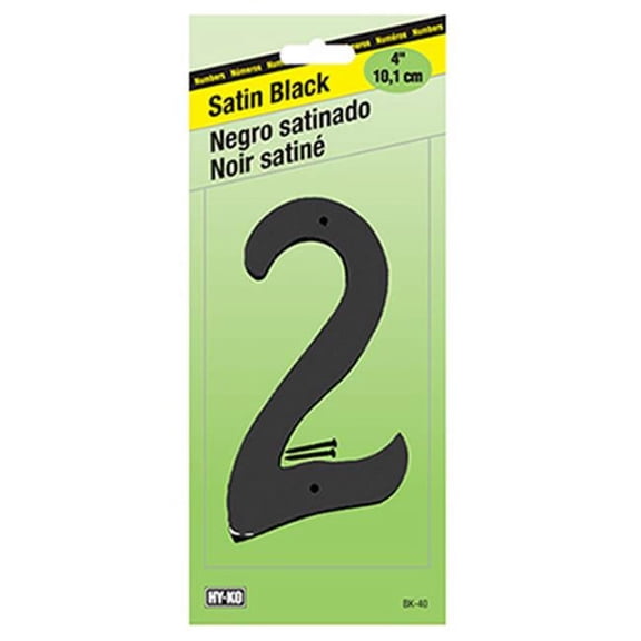 Hy-Ko Reflective Plastic Number 2 - Weather-Resistant, Screw-In - 6 In., Black