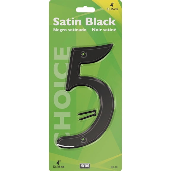 Hy-Ko House Number 5 BK-40/5 Satin Black Metal - 4" High, Black