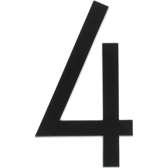 Hy-Ko Floating House Number Four - Black Zinc, Easy Installation - 6" High